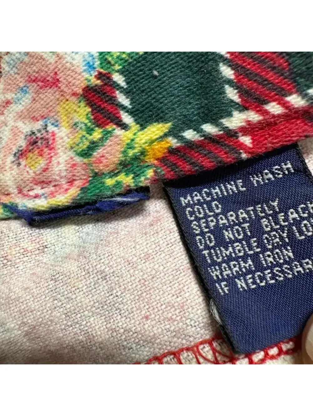 Vintage Gap Denim Plaid Floral Jeans Womens 26 Red Tartan Rose Print 90s - Picture 8 of 11